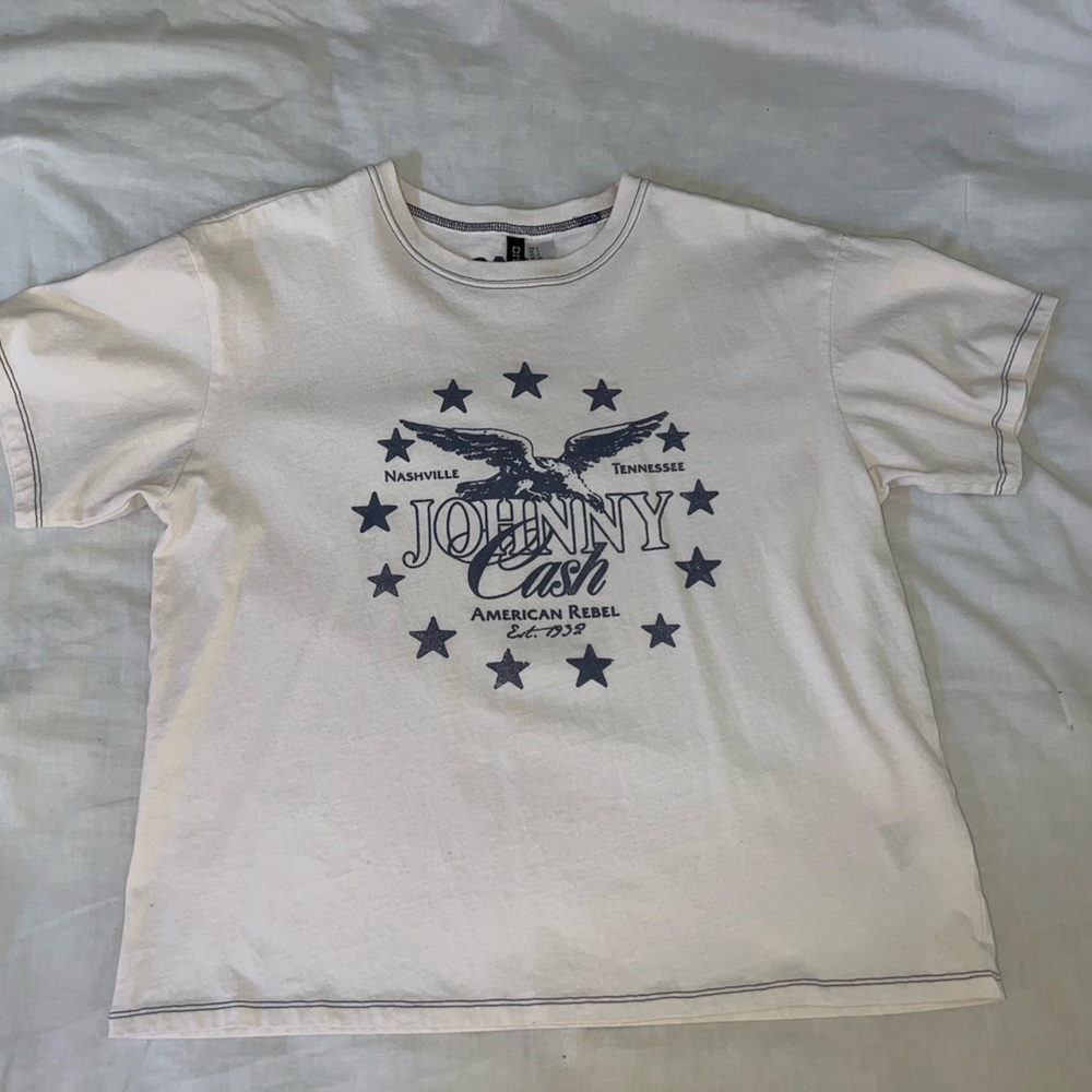 Johnny Cash Cream Graphic T-Shirt